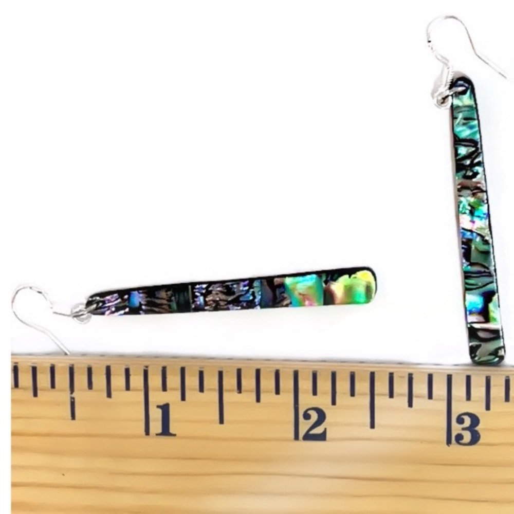 Sterling Silver Abalone Shell Earrings - Picture 4 of 4